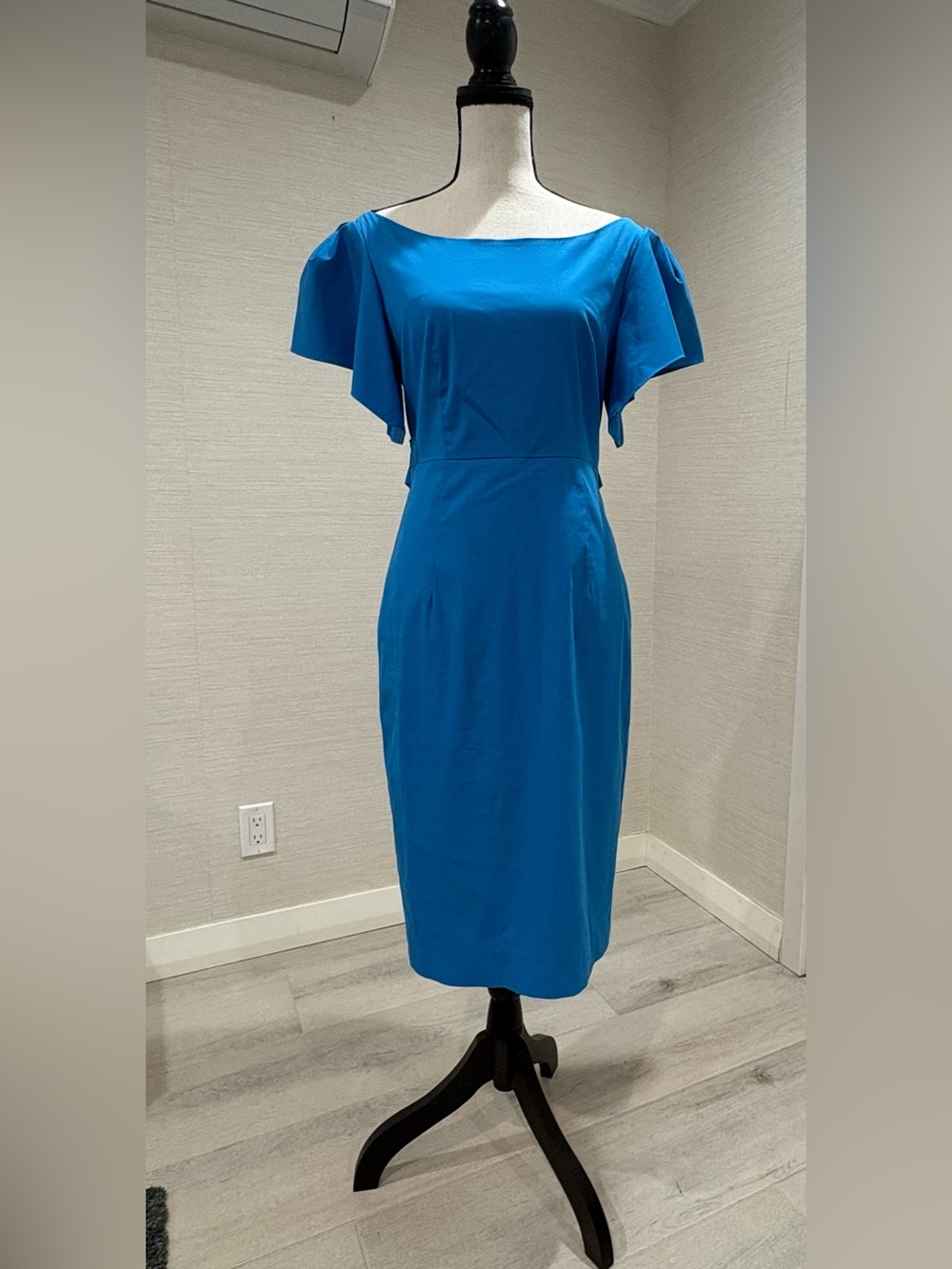 Milly Vibrant Teal Midi Dress with Flutter Sleeves